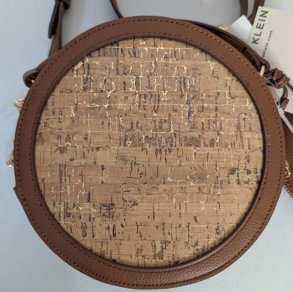 Anne Klein Brown And Gold Cork Circle Round Crossbody Bag - Picture 7 of 7